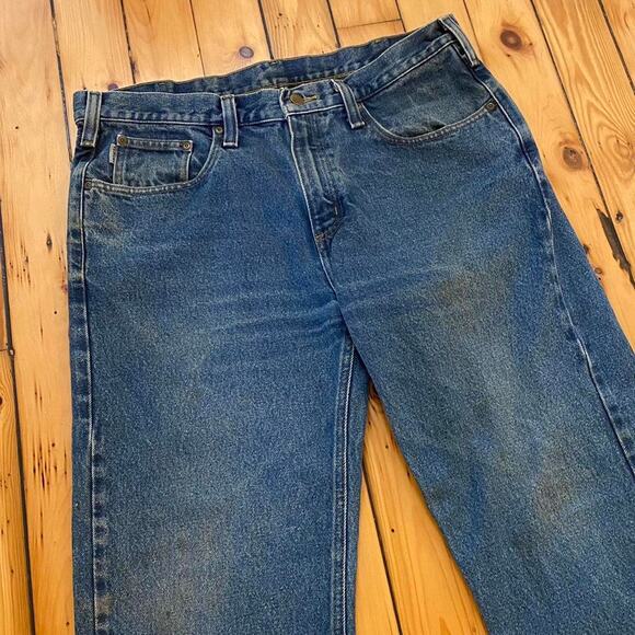 Vintage 1990s Distressed Carhartt Jeans Workwear Size 36x30 - Picture 2 of 4